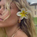 Video of Bixby model in tropical colourful Calypso  earrings 