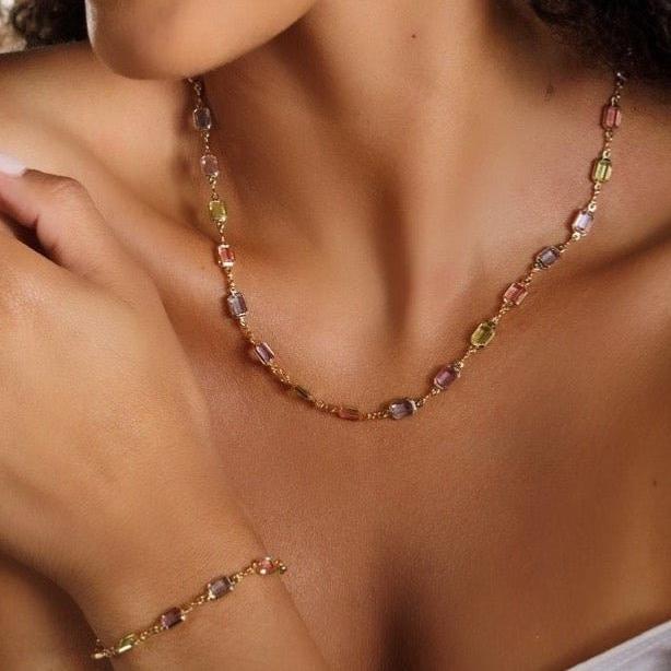 Rainbow gemstone necklace 
