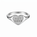 Silver ring with Hot Mess
