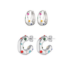 Firework Set - beautiful sterling silver earring stack with small multicoloured glass gems 
