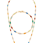 rainbow jewellery set in 3mm gemstones
