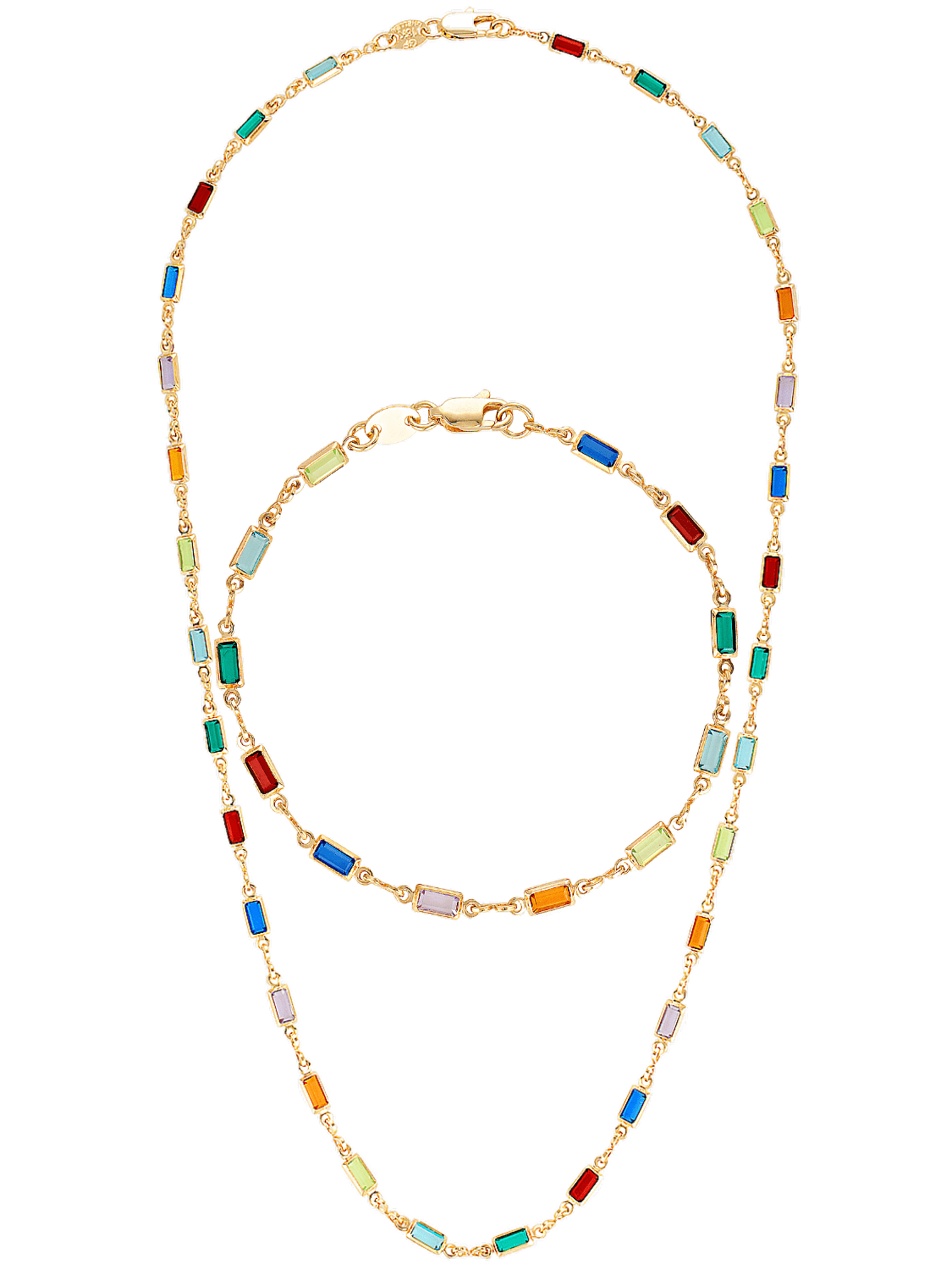 rainbow jewellery set in 3mm gemstones