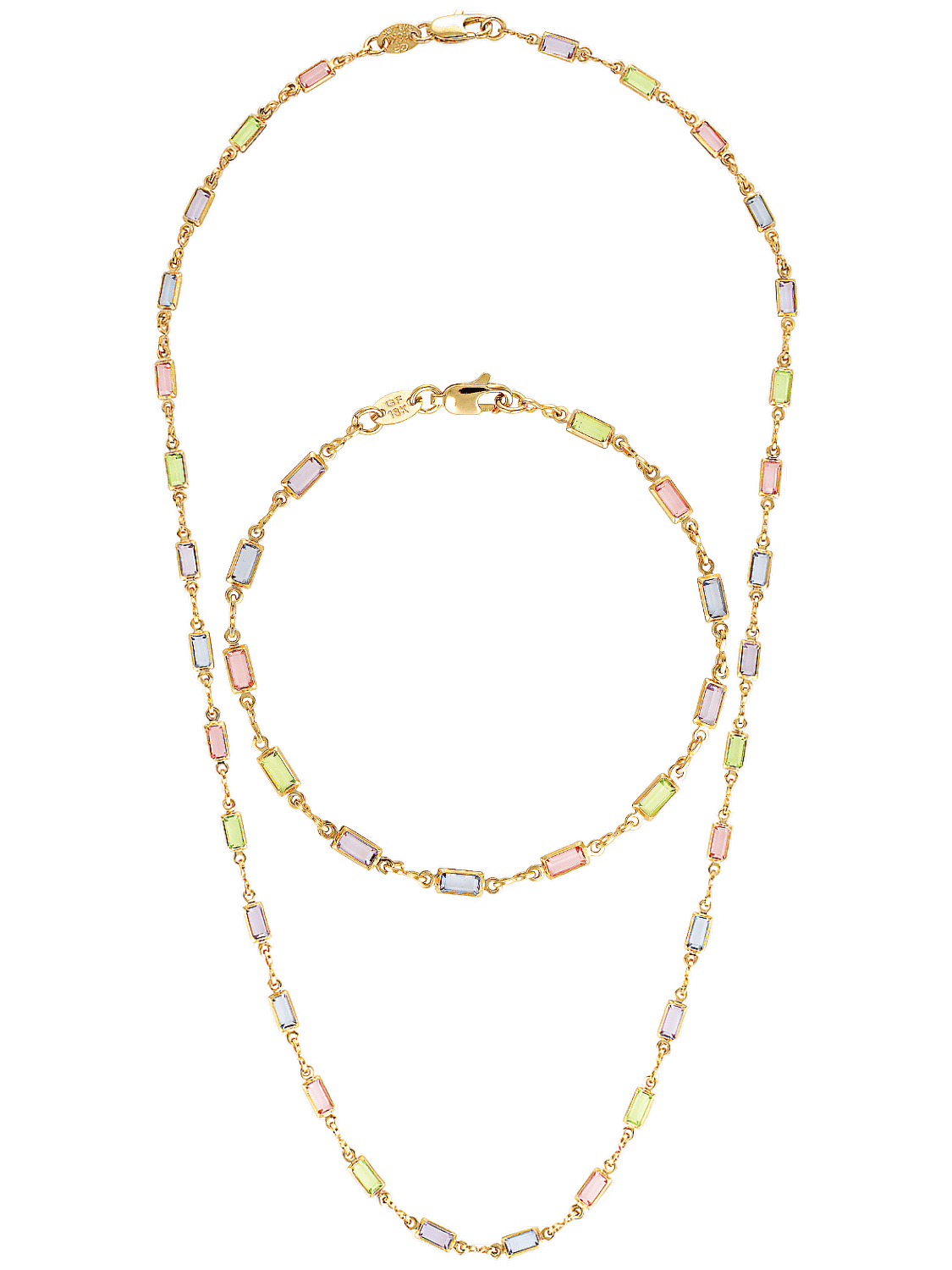 Rainbow multicolour gem necklace in pastel shades