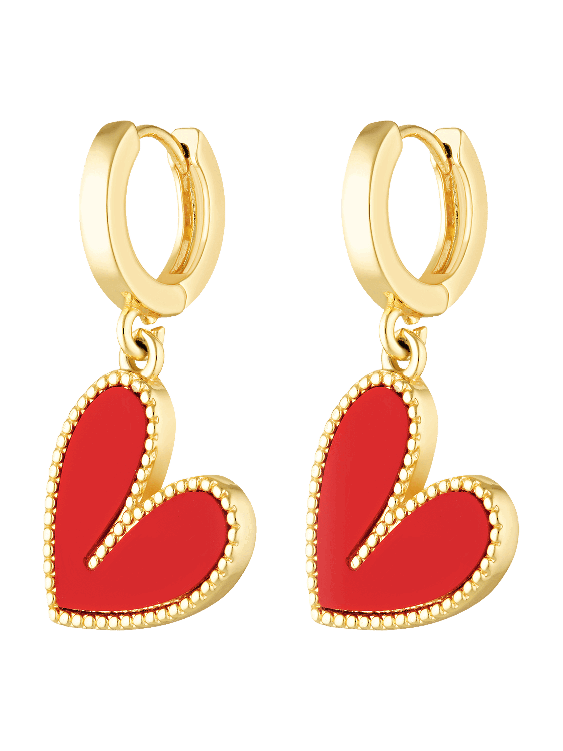 Cupid Hoops red heart shaped earrings 